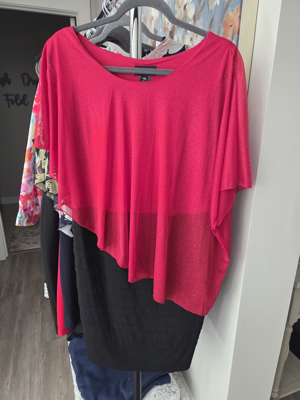 Enfocus Studio Layered Flutter Tunic in Bright Pink